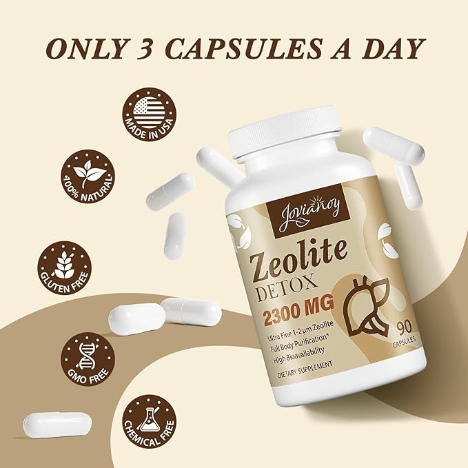 Zeolite Detox Capsules, Organic Activated Charcoal, Bentonite Clay, 1-2 µm Clinoptilolite, Maximum Absorption, Gut Liver Detox Cleanse Full Body for Women Men, 270 Capsules