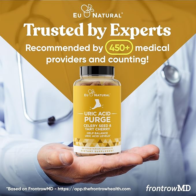 Eu Natural Purge Uric Acid Flush - Eat & Drink What You Want - Uric Acid Support for Joints & Mobility with Celery Seed, Tart Cherry & Chanca Piedra - 60 Vegetarian Capsules