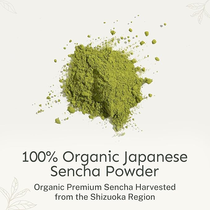 Yu Tea Organic Sencha Green Tea Powder, 30 Instant Packets | Rich in Antioxidants, EGCG, & L-Theanine | Pure Japanese First Harvest Leaf | Low Caffeine & Unsweetened | Single Serve Sticks