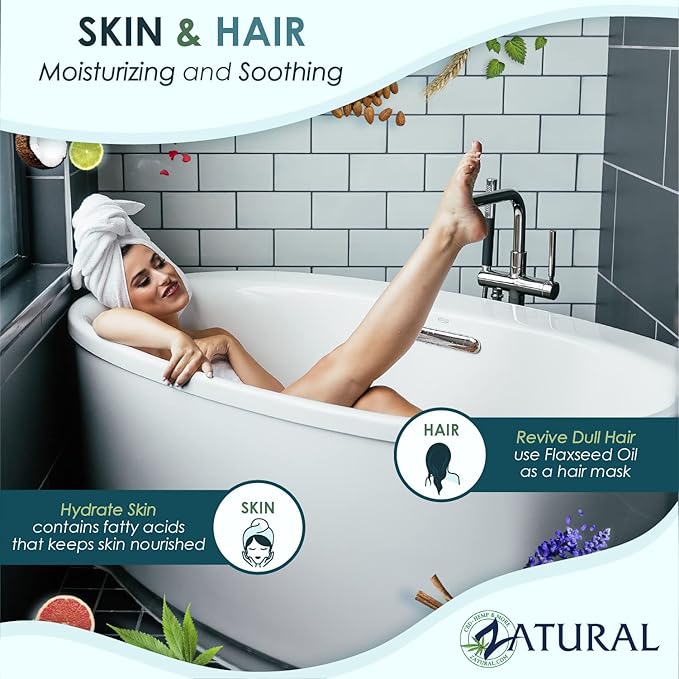 Zatural Flaxseed Oil Organically Grown 100% Pure Cold Pressed Omega Rich Fatty Acids 32oz