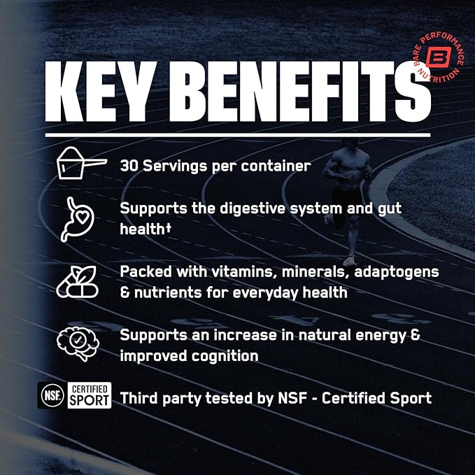 BARE PERFORMANCE NUTRITION, BPN Strong Greens Superfood Powder, Lemon, 30 Servings