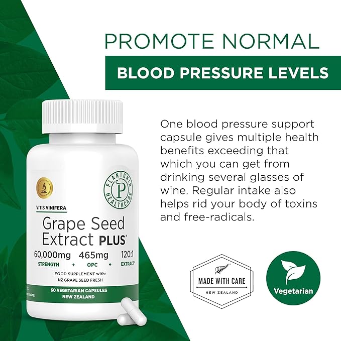 Grape Seed Extract 500 mg with 93% Polyphenols - 120:1 60,000mg Strength, 60 Capsules - 2 Months Supply - GMO & Gluten Free - Polyphenols Extracts