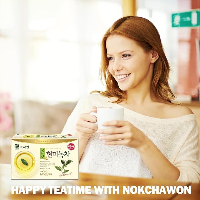 [Nokchawon] Brown Rice Green Tea, Genmaicha, Premium Pure Green Tea, 100 Count, 4.2oz(120g)