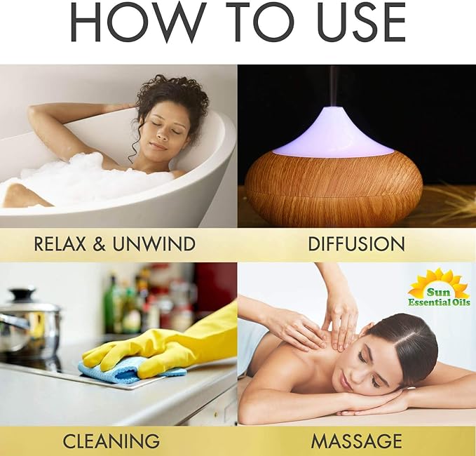 Sun Essential Oils – Sage Essential Oil 16 oz for Diffuser, Skin, Aromatherapy Massage, Humidifier, Herbaceous Scent for Candle, Lotion & Soap Making, Room Fragrance