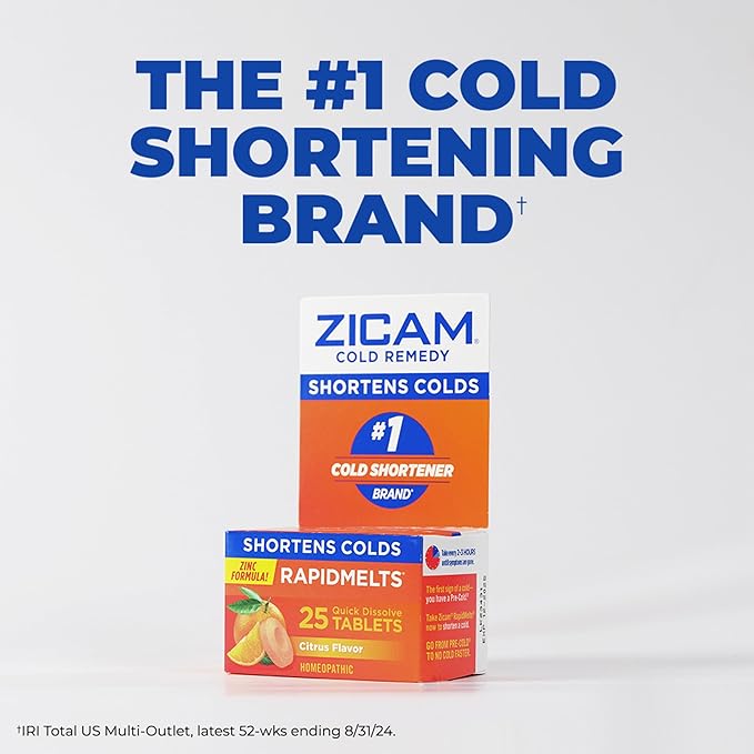 Zicam Ultra Cold Remedy Zinc Rapidmelts, Orange Cream Flavor, Homeopathic, Cold Shortening Medicine, Shortens Cold Duration, Sugar-Free, Dye-Free, 18 Count
