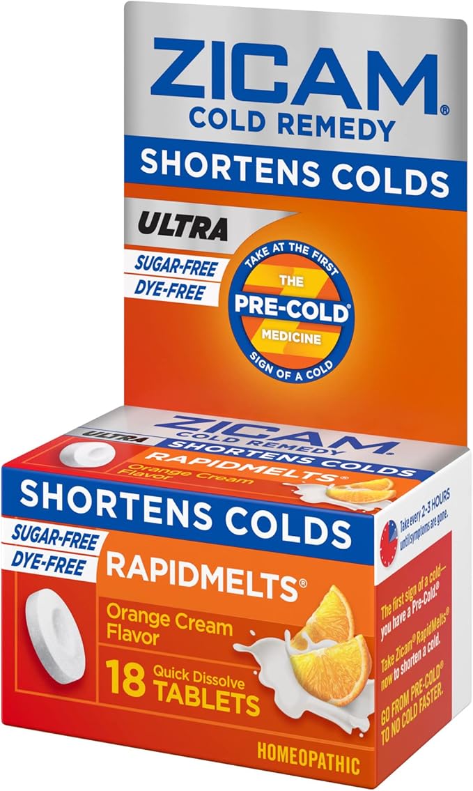 Zicam Cold Remedy Zinc Rapidmelts | Orange Cream Flavor | Shortens Cold Duration | Sugar-Free | Homeopathic