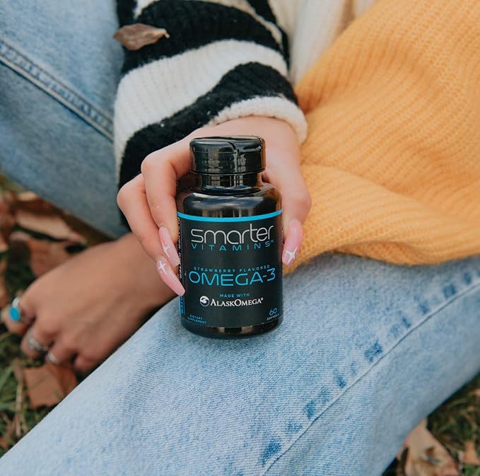 (3 Pack) Smarter Omega 3 Fish Oil, Berry Flavor, Burpless, Tasteless, 2000mg, DHA EPA Triple Strength Brain, Made with AlaskOmega®