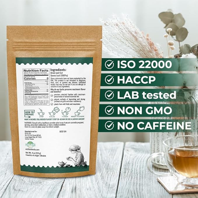 4 oz. Senna Leaf Senna Leaves Tea Bags Herbal Tea (Senna Alexandrina) - 113g Bags Hoja De Sen Hojas De Sen Para Te