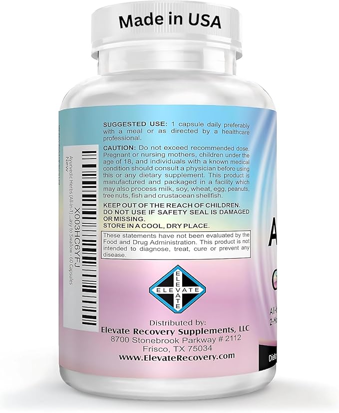 Ayurvedic Herbs 2-Month Supply (All-in-1) Supplement Blend | Ayurveda Mind Body Spirit Herbal Complex with 17 Active Ingredients | Ayurvedic Supplements | 60 Capsules