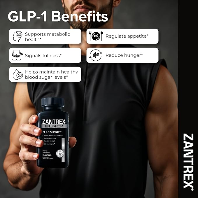 Zantrex Black – Naturally Boost GLP-1 & Metabolism Support | Appetite Suppressant, Thermogenic Energy, Weight Loss Formula | 84 Pills