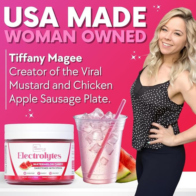 Zero Sugar - Watermelon Candy Electrolytes Powder - Refreshing Hydration - Caffeine Free Energy with All Natural Ingredients - Vegan, Keto and Paleo - Sugar Free Electrolytes Drink Mix - 30 Servings