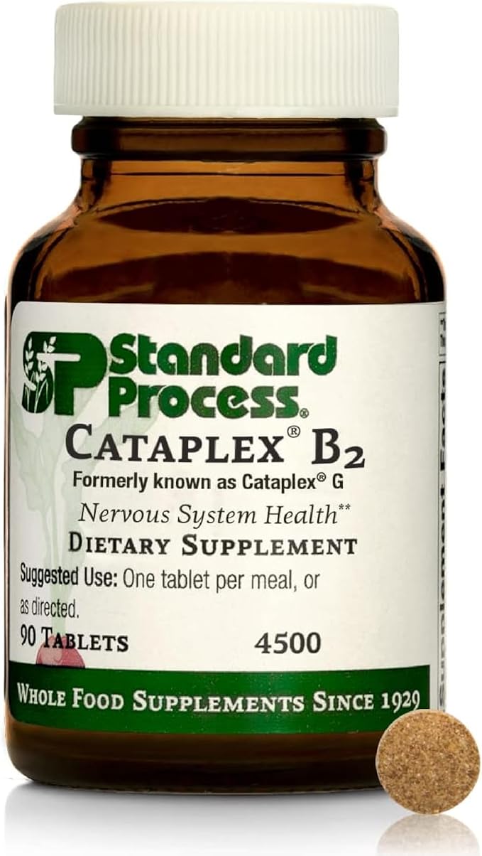 Standard Process Inc. Cataplex B2 - Whole Food Nervous System Supplements, Metabolism, Brain Supplement and Liver Support with Calcium Lactate, Riboflavin, Wheat Germ, Choline - 90 Tablets