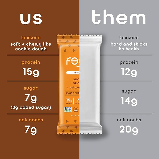 Feel Vegan Protein Bars | Sunbutta Choco Chip | Keto | Gluten Free | Organic | 15g Plant Protein | Low Carb | High Protein | Dairy Free | Low Sugar | Nut, Grain, Soy Free | Non GMO | 10 Pack