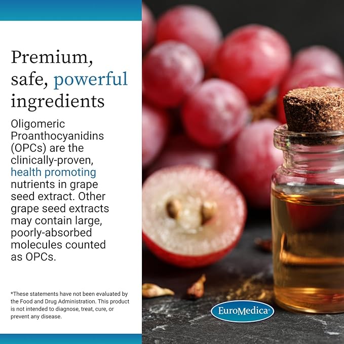 EuroMedica Clinical OPC - Cardiovascular Health & Focus Support Supplement - Dietary Supplement with Grape Seed Extract & Sunflower Lecithin - Immune Support Supplement Formula - 60 Softgels