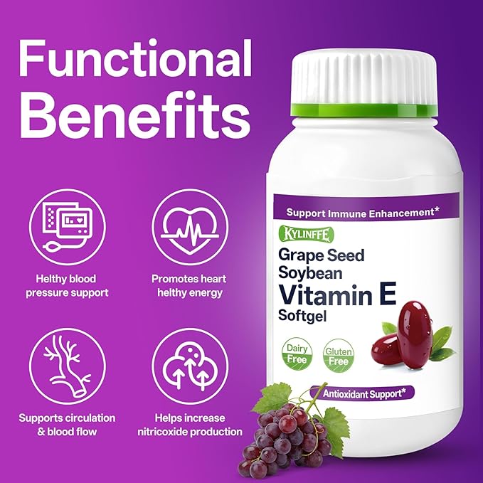 Grape Seed Extract 50mg | Antioxidant Supplement with Vitamin E, Supports Immune & Heart Health, Quick Release Capsules, 60 Count