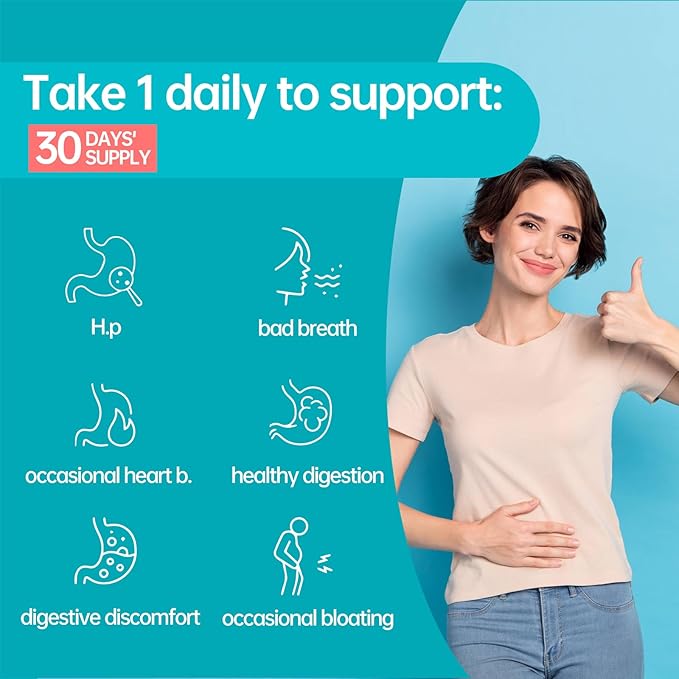 5 in 1 High Potency H. Pylori Formula Probiotics - 1 Per Day -Supports Stomach Comfort & Lining Health with Pylopass Lactobacillus Reuteri DSM17648 - Made in Germany