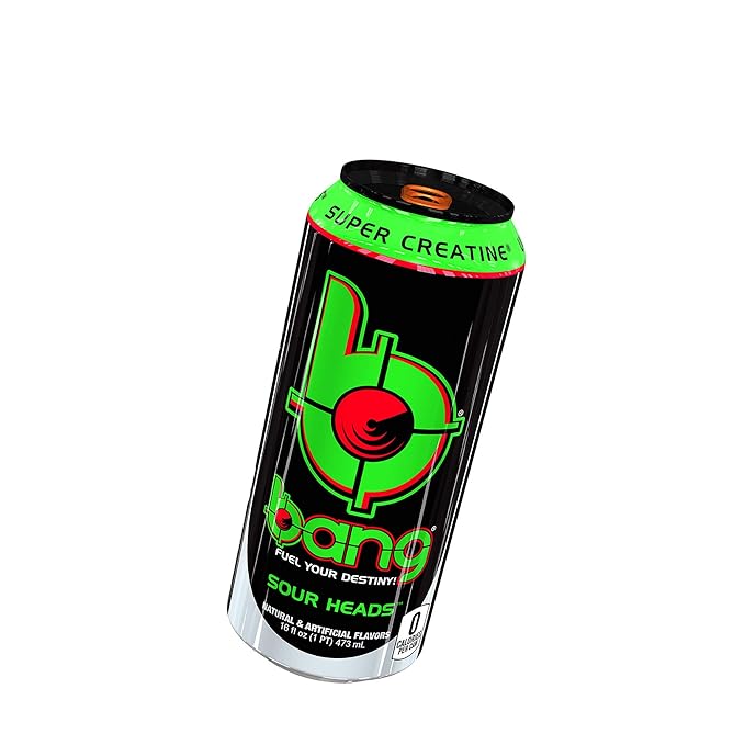 Bang Energy Sour Heads, Sugar-Free Energy Drink, 16-Ounce | Pack of 12
