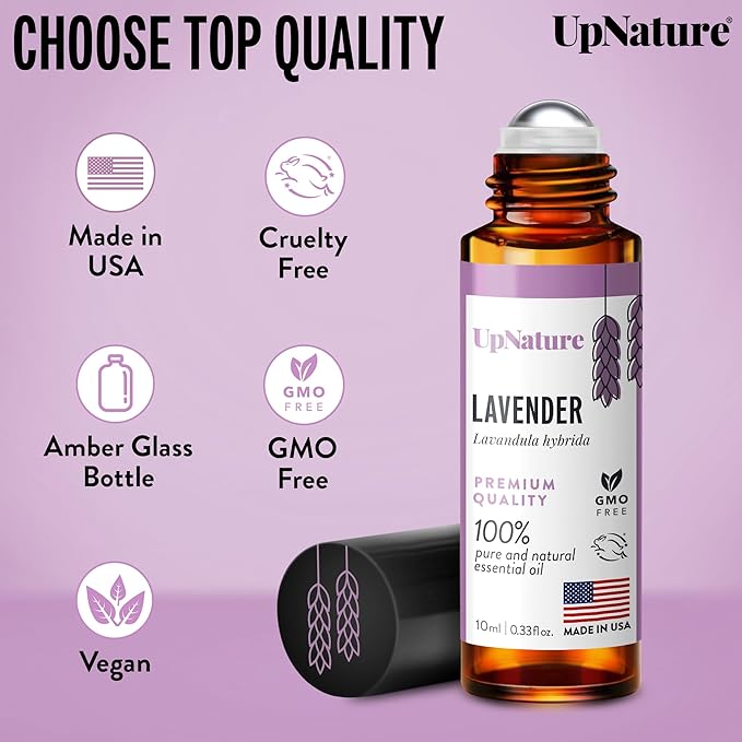 UpNature Lavender Essential Oil Pure Roll On - 100% Natural Lavender Oil for Skin