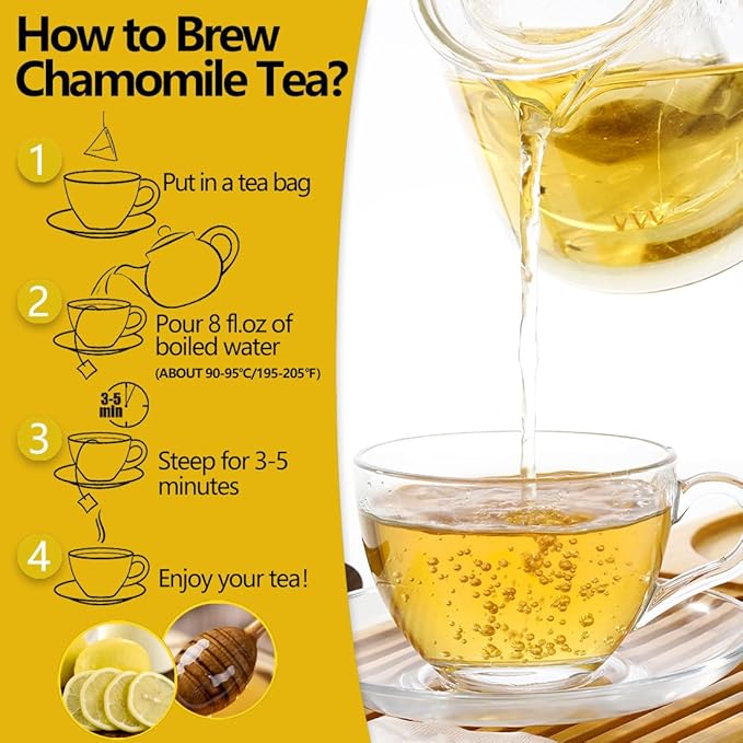 135 Premium Chamomile Tea Bags, Made with 100% Pure Natural Chamomile Flower, Caffeine Free & Non-GMO.