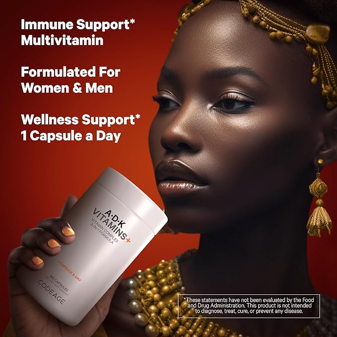 Codeage ADK Vitamins Supplement - Essential Vitamin A, D3 5000 IU, K1 & K2 (MK4 & MK7) - 6-Month Supply - 1 Capsule per Serving, Non-GMO, Gluten-Free - 2-Pack