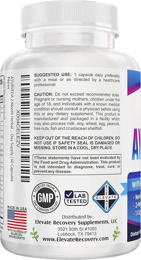 2-Month AYURVEDA Supplements (17-in-1 Blend) Premium Ayurvedic Herbs | Health & Wellness Booster Support Supplement | Strong Mind, Body & Spirit | Ayurveda Products | 60-Day Bulk Supply | 60 Capsules