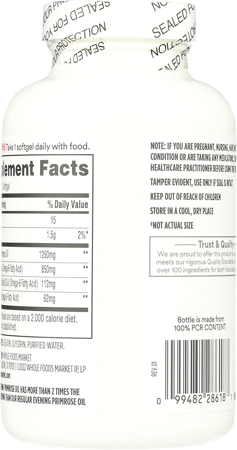 365 by Whole Foods Market, High Potency Evening Primrose Oil 1250mg, 120 Count