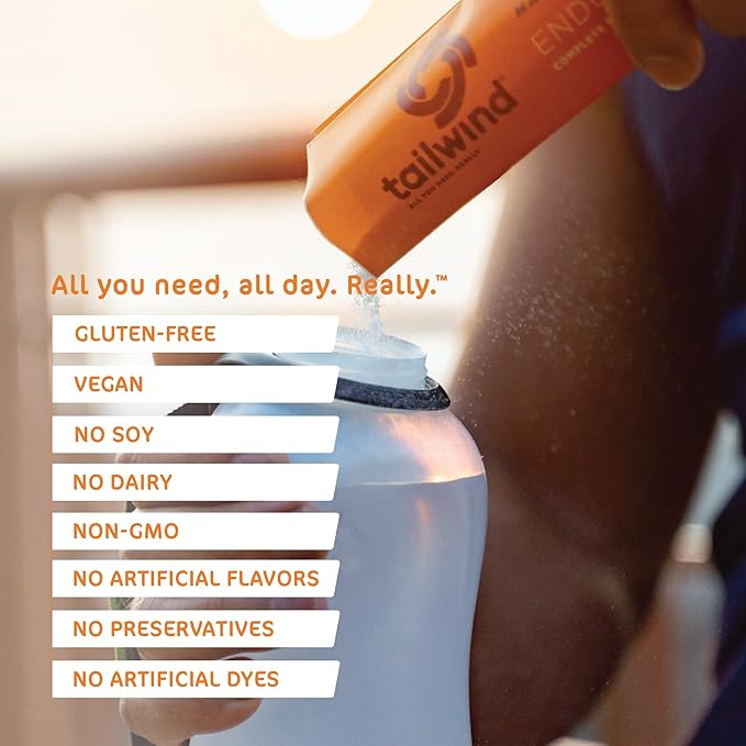 Tailwind Nutrition Endurance Fuel, Sports Drink Powder Single Serving with Electrolytes, Non-GMO, Free of Soy, Dairy, and Gluten, Vegan-Friendly, Mandarin Orange, Pack of 12