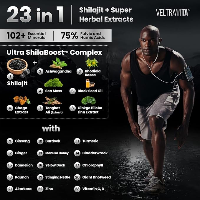 28000 mg, 23-in-1, Himalayan Shilajit for Men, Ashwagandha Gummies Platinum, Irish Sea Moss Gel, Black Seed Oil, Manuka Honey Medical Grade, Tongkat Ali, Rhodiola Rosea, No Sugar, Lab Test