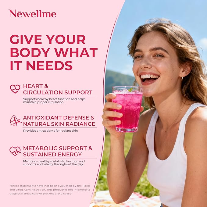 NEWELLME Organic Super Reds Beetroot Powder, Nitric Oxide & Blood Pressure Support, Heart & Circulation, Steady Energy, Sugar Free, Non-GMO, Grape Seed Polyphenols, 28 Sachets, Berry Flavor
