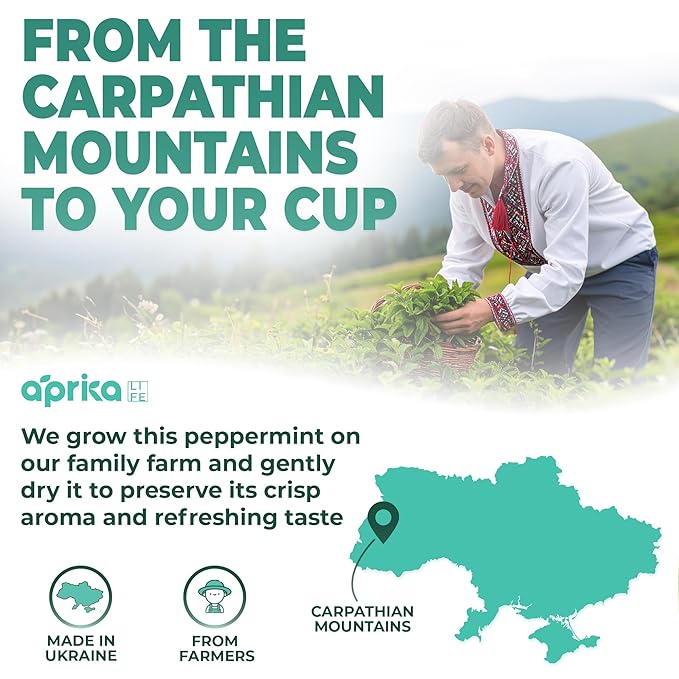 100% Pure Peppermint Tea - Only Mint Leaves without Stems, Peppermint Tea Bags, Caffeine-Free Tea Bags, 60 count, by Aprika Life