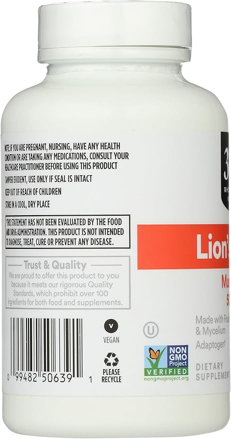 365 by Whole Foods Market, Lion's Mane Mushroom 500mcg, Vegan, 90 Count