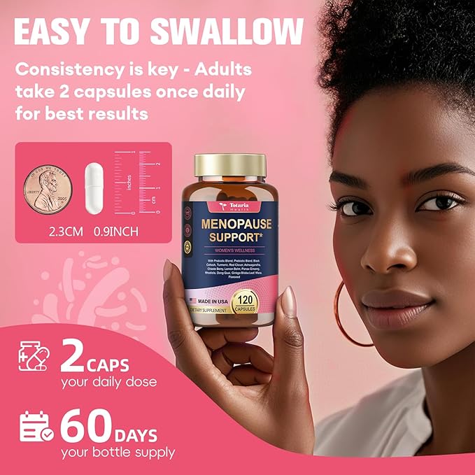 40-in-1 Menopause Supplements for Women, Multibenefit & Complete Black Cohosh for Hot Flashes, Night Sweats & Hormone Balance, w/ Probiotics, DIM, Vitex, Dong Quai, Red Clover and More, 120 Vegan Caps