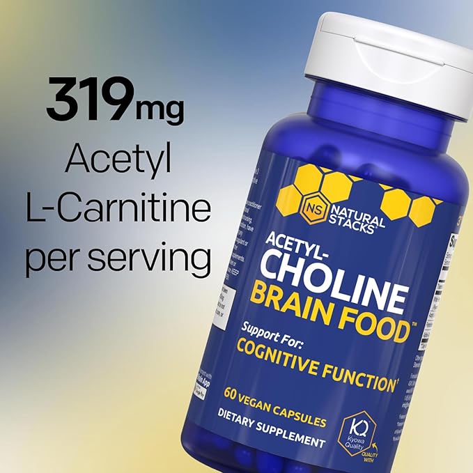 Acetylcholine Brain Food - Acetyl L-Carnitine & Alpha GPC Supplement - Supports Production of Acetylcholine - Neurotransmitter Supplement for Cognitive Function - 60 Capsules