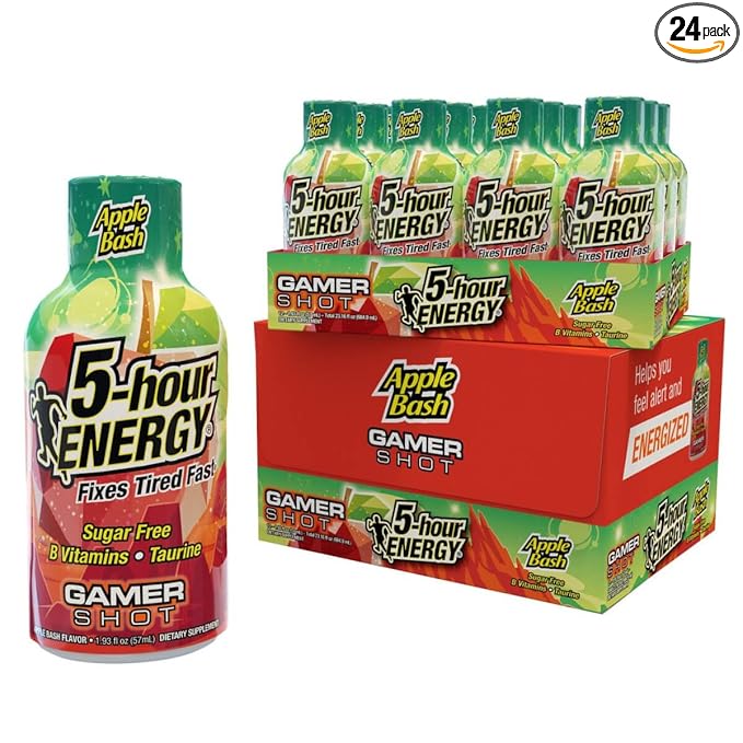 5-hour ENERGY Extra Strength Gamer Shots, Apple Bash Flavor, 1.93 Fl oz (Pack of 24)