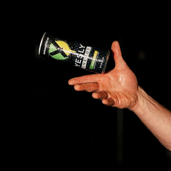 Yesly Energy Drink, Green Apple, Naturally Flavored Sparkling Energy Drink With Electrolytes, Magnesium, Potassium, Vitamin C, B6 & B12, Natural Caffeine From Green Tea, 12 Fl Oz Cans, 12 Pack