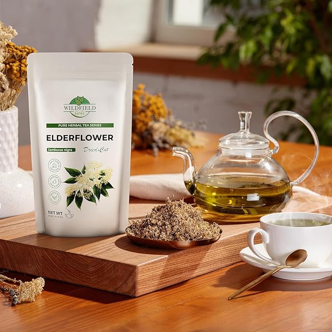 4 oz. Dried Elderflower Tea Herbal Tea (Flores Sambuci Nigrae) - 113g Elder Flower Herb Espino Blanco