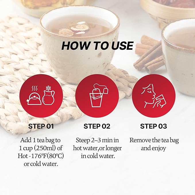 [Nokchawon]Jujube Cinnamon Herbal Tea – Caffeine-Free Korean Tea with Sweet & Spicy Notes, 10 Tea Bags, 0.71 Oz