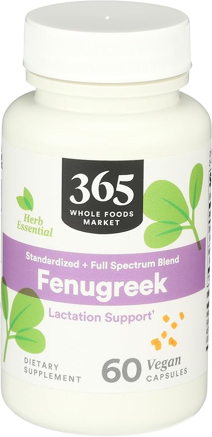 365 by Whole Foods Market, Fenugreek Standardized + Full Spectrum Blend, Lactation Support, Vegan Capsules, 60 Count