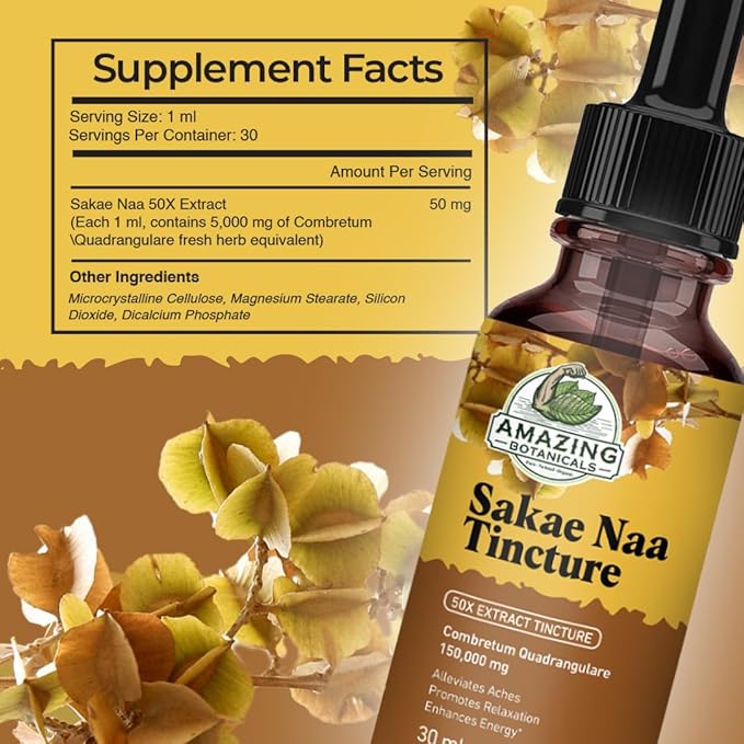 Amazing Botanicals Sakae Naa Liquid Extract Tincture (Combretum quadrangulare) – Herbal Supplement Drops – Vegan, Non-GMO - Promotes Relaxation, Calmness & Focus – 30mL (1oz)