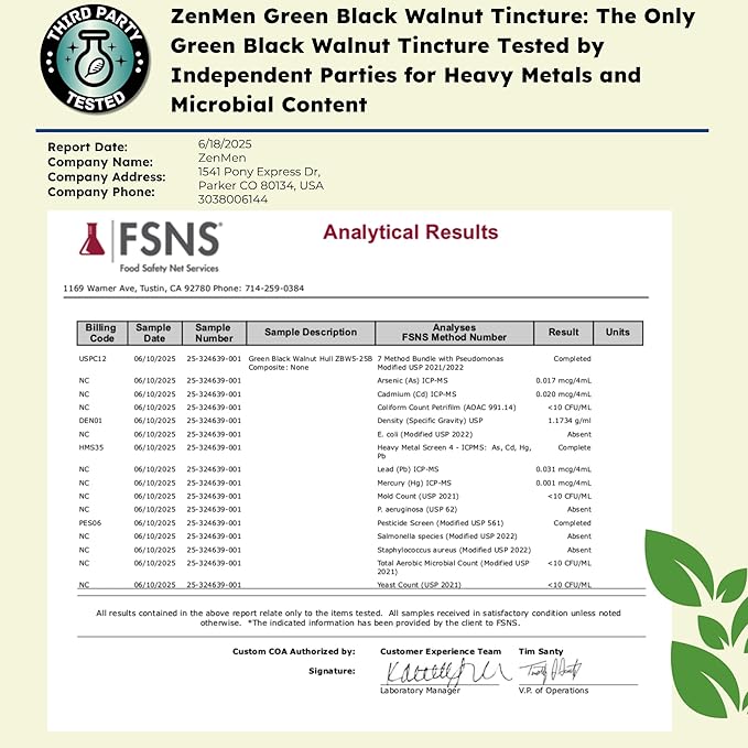 Zenmen Organic Green Black Walnut Hull Tincture - Highly Potent Formula for Immune Support and Source of Antioxidants - 2.32 oz / 60ml, Vegan, Manufactured in The USA