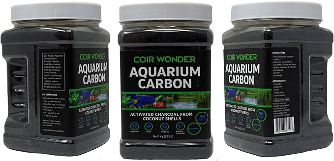 Activated Aquarium Charcoal – 1 Kg (2.2 Lb) – Activated Carbon from Coconut Shells – Filter Media Carbon for Fish Tank, Pond, Small Aquarium – Water Clarifier Granules for Filters