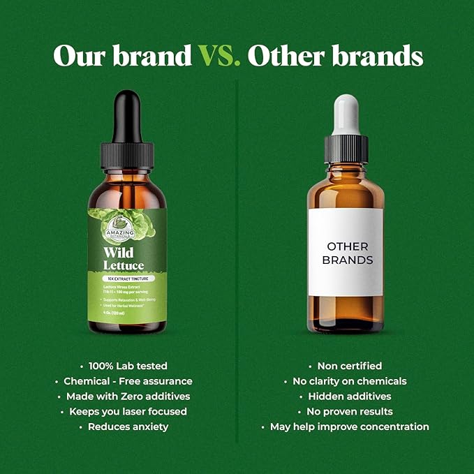Amazing Botanicals Alcohol Free Wild Lettuce 10X Extract Tincture 30,000 mg | Bulk Size | - (4 FL Oz)