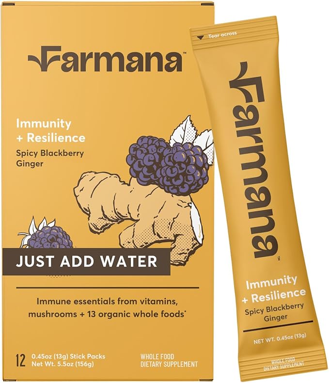 Immune Support Drink Mix - Immune Support with Mushrooms and Botanicals - Antioxidant-Rich Vitamin D & C Blend - Daily Immune Booster with Organic Ingredients - Spicy BlackBerry Ginger