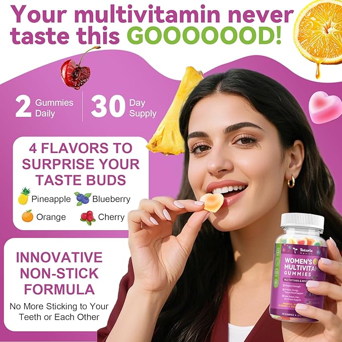 (2 Pcs) Sugar Free Womens Multivitamin Gummies with Iron, Women's Multivitamin w/Vitamins C, D3 K2, B12, B6, Filled Gummies for Daily Nutritional Support| Immune Support| Skin Health, Mixed Flavors