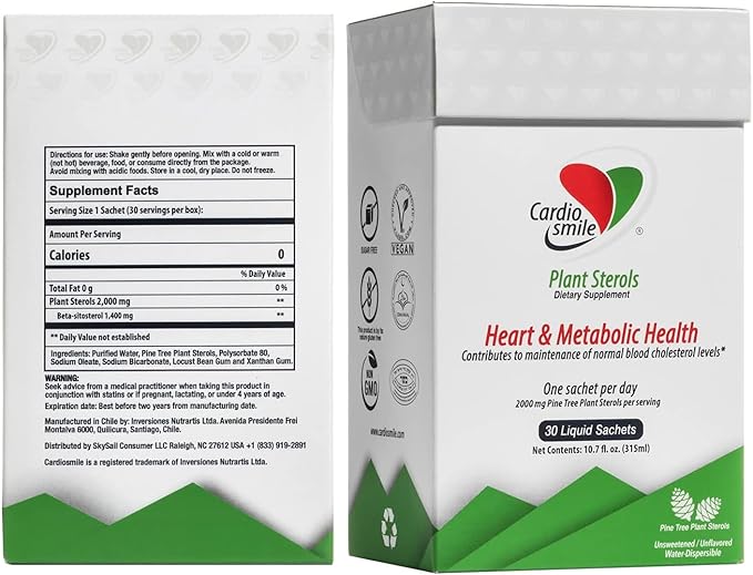 2000mg Plant Sterols Supports Healthy Cholesterol Levels with 1400mg beta-Sitosterol for Heart & Metabolic Health Support, 30 Day Supply in Single Use Liquid Packets