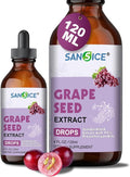 Grape Seed Liquid Drops, Organic Grape Seed Extract Supplement Standardized to 95% Polyphenols, High Absorption Vitis Vinifera Seed Tincture with Vitamin C & E, Alcohol Free, Non-GMO (4 FL OZ)