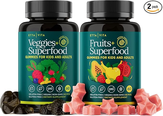 (120 Chews) Moringa Super Greens Gummies – Fruits, Veggies & Herbal Supplements with Mushrooms, Immune & Energy Support, Non-GMO, Vegan, Gluten-Free, Pectin-Based