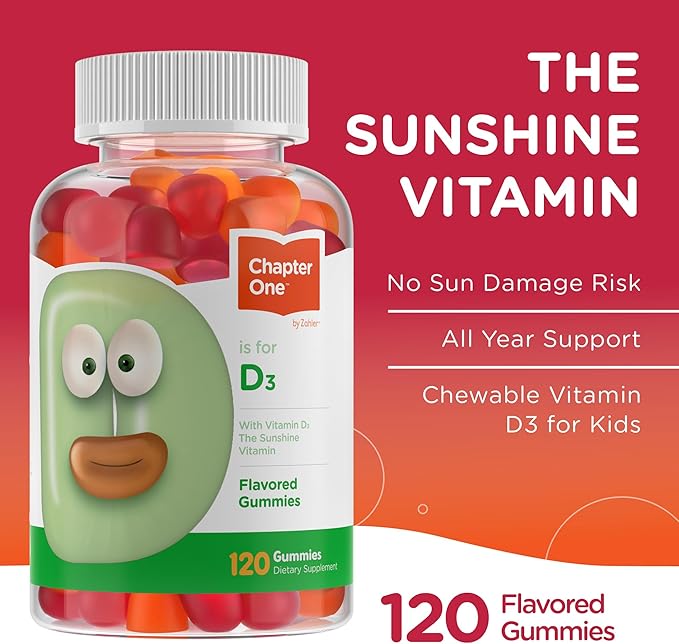 Zahler - Chapter One Vitamin D 3 1000 IU Gummies (120 Flavored Gummies) - Certified Kosher Chewable Vitamin D3 Gummies for Kids & Adults - VIT D3 Supplements - Made in USA Vitamin D Gummies