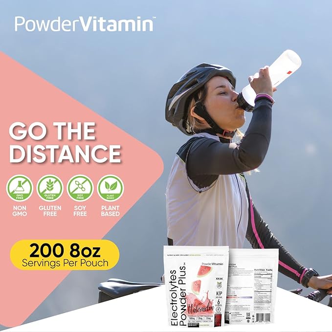 PowderVitamin Electrolytes Powder Plus (100 Servings) Watermelon Electrolyte Powder, Zero Calorie, Keto, 0 Sugar, No Maltodextrin,1000mg Potassium,120mg Calcium,120mg Magnesium, Energy Hydration Powde