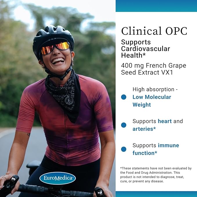 EuroMedica Clinical OPC - Cardiovascular Health & Focus Support Supplement - Dietary Supplement with Grape Seed Extract & Sunflower Lecithin - Immune Support Supplement Formula - 60 Softgels
